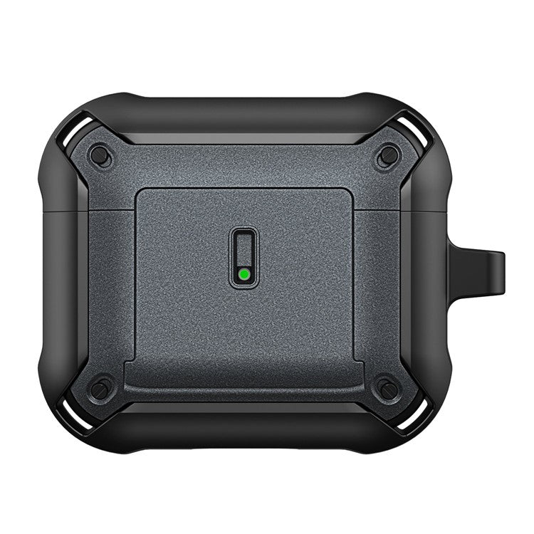 For Apple AirPods 3 Charging Case Cover Drop Proof Dual Color Protective Cover Slide Open TPU+PC Case - Black  /  Grey