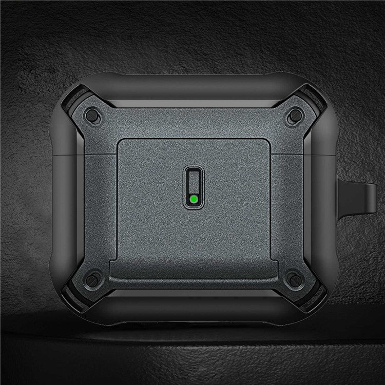 For Apple AirPods 3 Charging Case Cover Drop Proof Dual Color Protective Cover Slide Open TPU+PC Case - Black  /  Grey