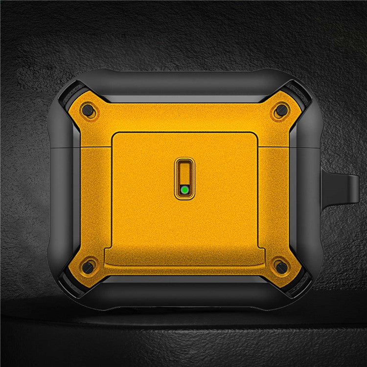 For Apple AirPods 3 Charging Case Cover Drop Proof Dual Color Protective Cover Slide Open TPU+PC Case - Black  /  Yellow