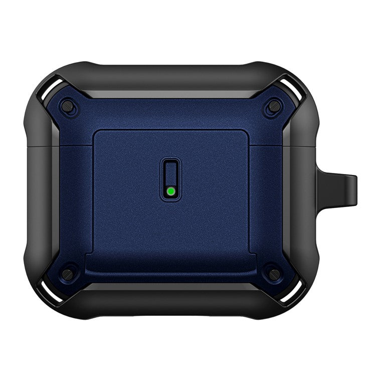 For Apple AirPods 3 Charging Case Cover Drop Proof Dual Color Protective Cover Slide Open TPU+PC Case - Black  /  Blue