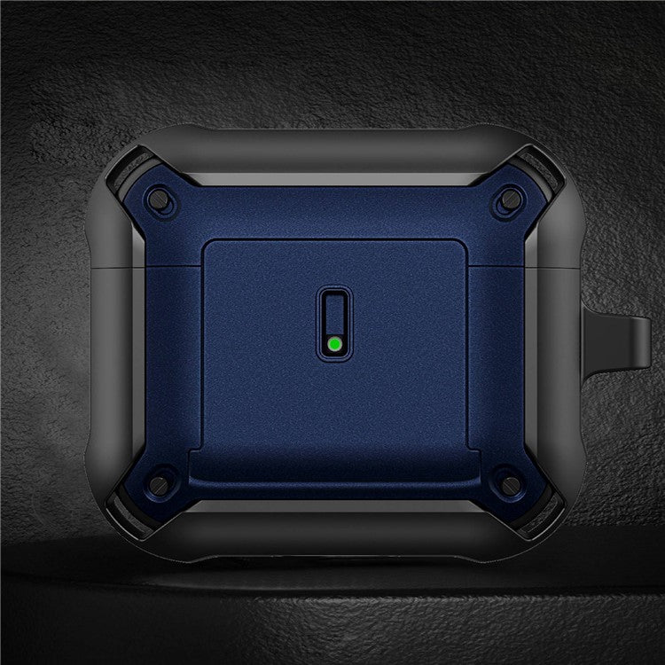 For Apple AirPods 3 Charging Case Cover Drop Proof Dual Color Protective Cover Slide Open TPU+PC Case - Black  /  Blue