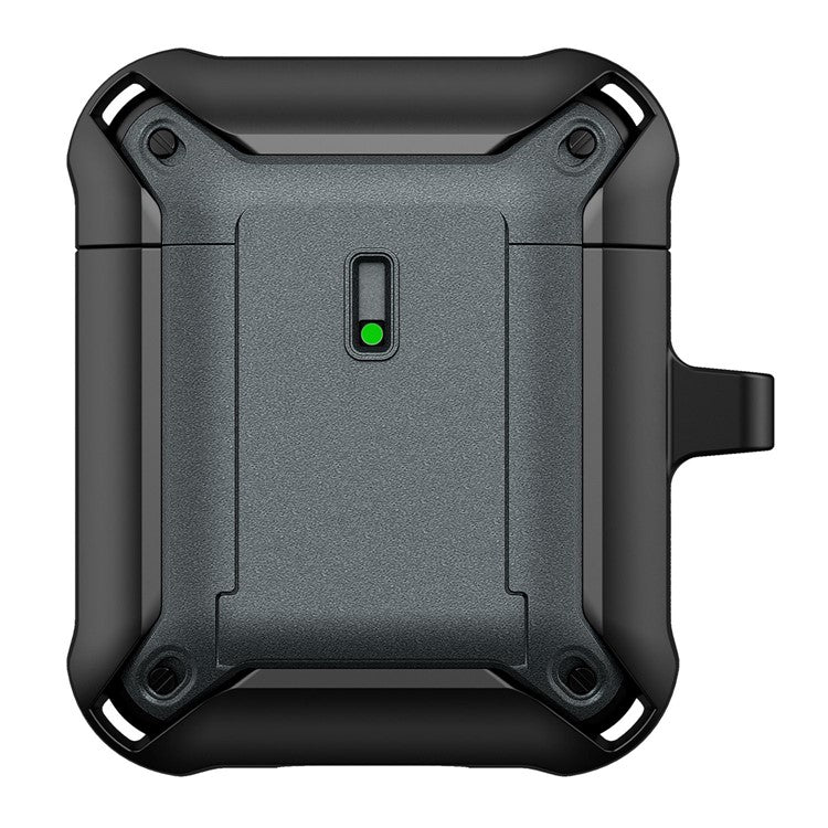 For Apple AirPods with Charging Case (2016)  /  (2019)  /  AirPods with Wireless Charging Case (2019) Dual Color Protective Cover Slide Open TPU+PC Case - Black / Grey