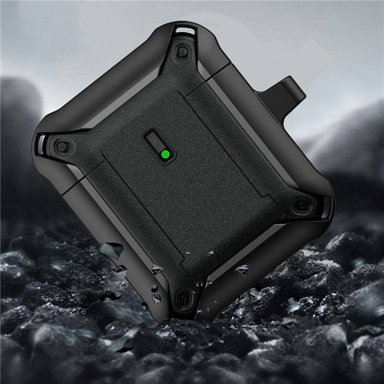 For Apple AirPods with Charging Case (2016)  /  (2019)  /  AirPods with Wireless Charging Case (2019) Dual Color Protective Cover Slide Open TPU+PC Case - Black / Grey