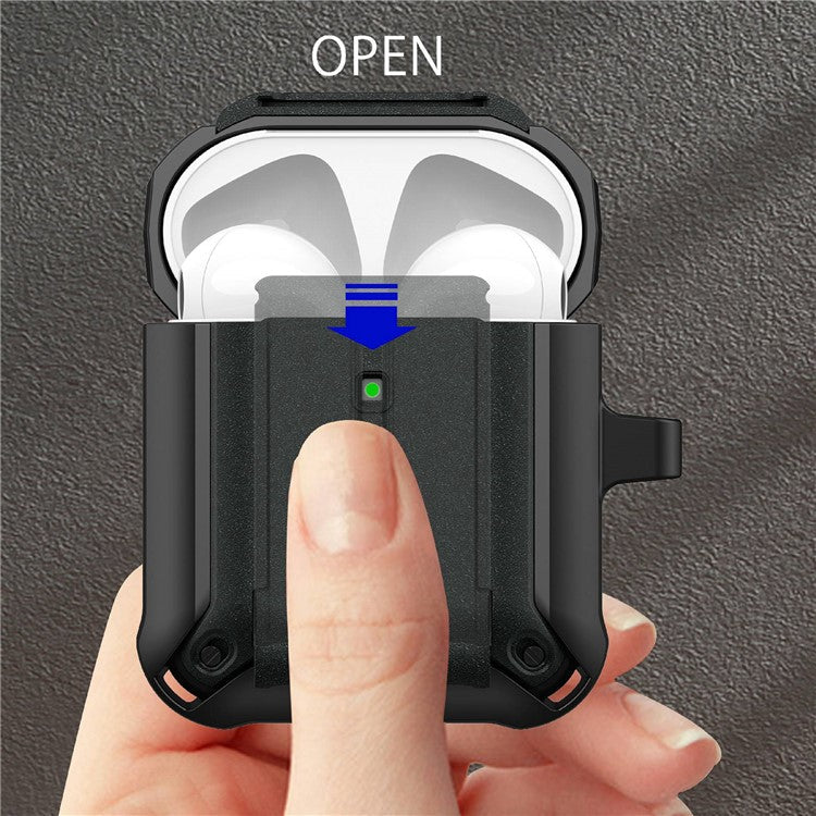 For Apple AirPods with Charging Case (2016)  /  (2019)  /  AirPods with Wireless Charging Case (2019) Dual Color Protective Cover Slide Open TPU+PC Case - Black / Yellow