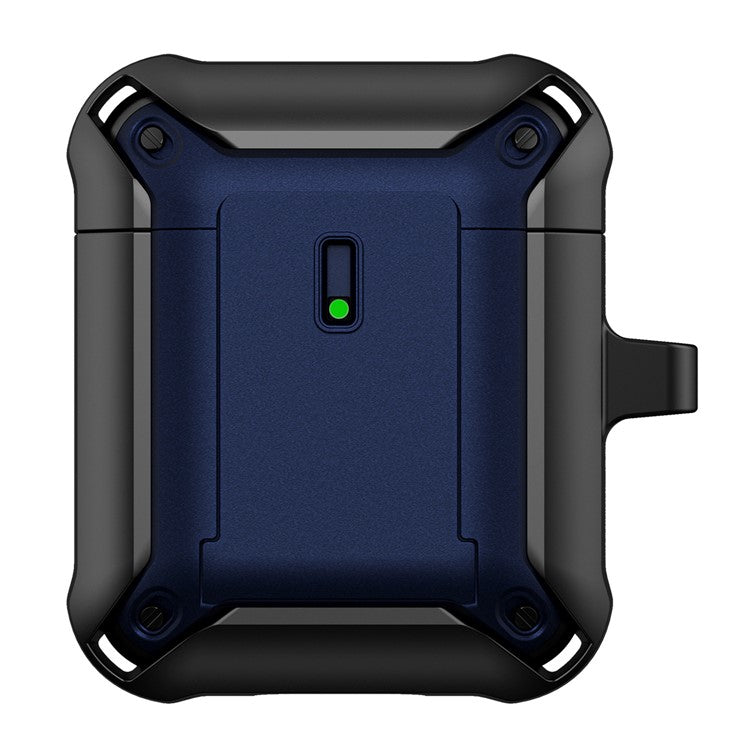 For Apple AirPods with Charging Case (2016)  /  (2019)  /  AirPods with Wireless Charging Case (2019) Dual Color Protective Cover Slide Open TPU+PC Case - Black / Blue