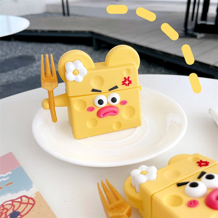 For Apple AirPods Pro Earphone Silicone Case Funny Cheese Design Bluetooth Earbuds Protective Cover
