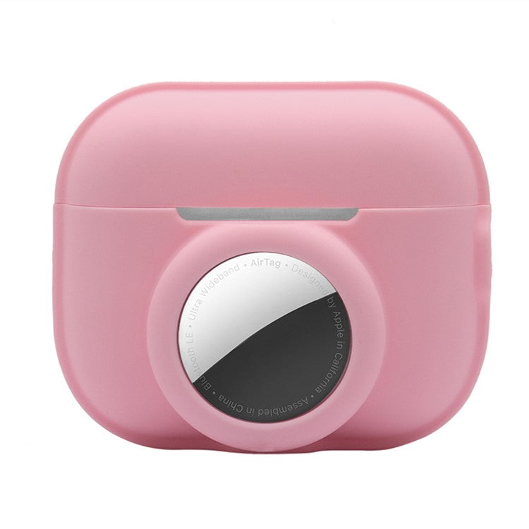 For Apple AirPods Pro 2 + for AirTag 2-in-1 Silicone Protective Cover Anti-drop Case (without Hanging Rope) - Pink