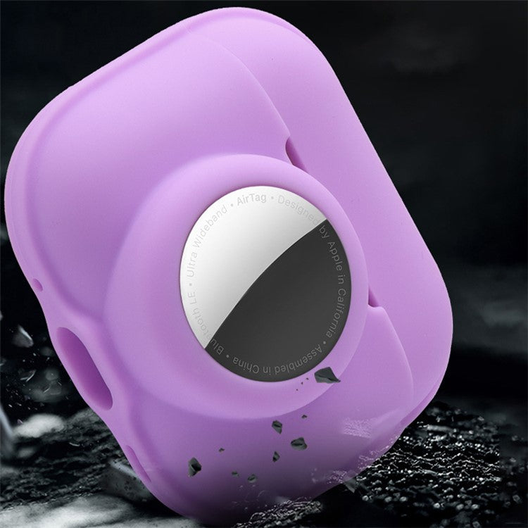 For Apple AirPods Pro 2 + for AirTag 2-in-1 Silicone Protective Cover Anti-drop Case (without Hanging Rope) - Black