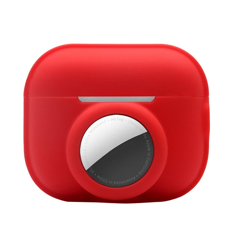 For Apple AirPods Pro 2 + for AirTag 2-in-1 Silicone Protective Cover Anti-drop Case (without Hanging Rope) - Red