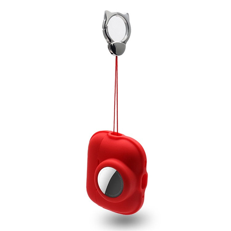 For Apple AirPods Pro 2 + for AirTag 2-in-1 Silicone Protective Cover Anti-drop Case (without Hanging Rope) - Red