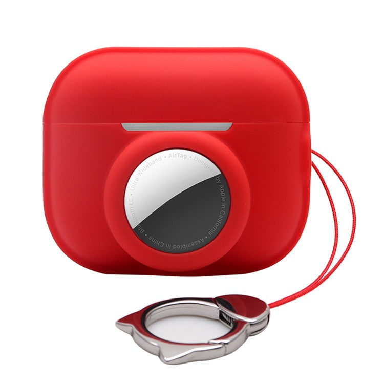 For Apple AirPods Pro 2 + for AirTag 2-in-1 Silicone Protective Cover Anti-drop Case (without Hanging Rope) - Red