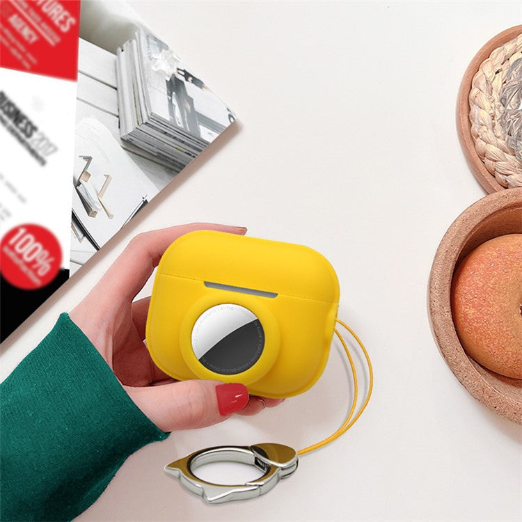 For Apple AirPods Pro 2 + for AirTag 2-in-1 Silicone Protective Cover Anti-drop Case (without Hanging Rope) - Yellow