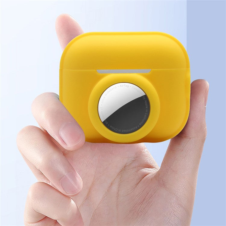 For Apple AirPods Pro 2 + for AirTag 2-in-1 Silicone Protective Cover Anti-drop Case (without Hanging Rope) - Yellow