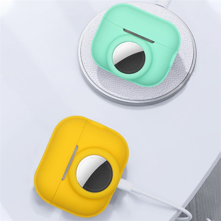 For Apple AirPods Pro 2 + for AirTag 2-in-1 Silicone Protective Cover Anti-drop Case (without Hanging Rope) - Grey