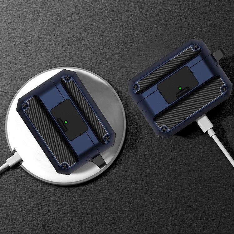 For Apple AirPods Pro 2 Earphone Case Soft TPU+PC Shock-Absorbing Auto Closure Protective Cover - Black