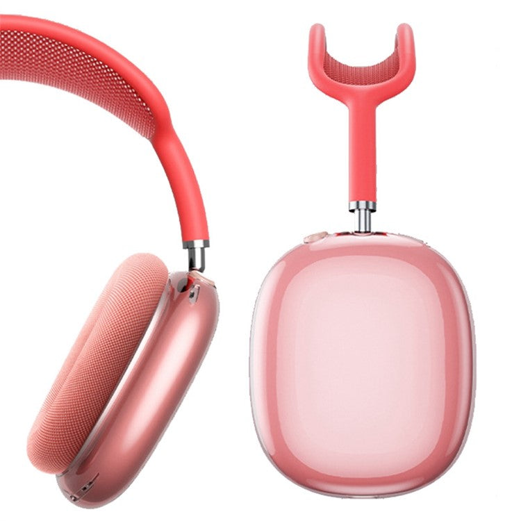 Soft TPU Headphone Case for Apple AirPods Max, Scratch-proof Headset Protective Sleeve Cover - Transparent Pink