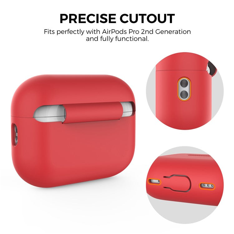 AHASTYLE PT187 For Apple AirPods Pro 2 Bluetooth Earphone Silicone Case Earbud Charging Case Protective Cover with Hand Strap - Red