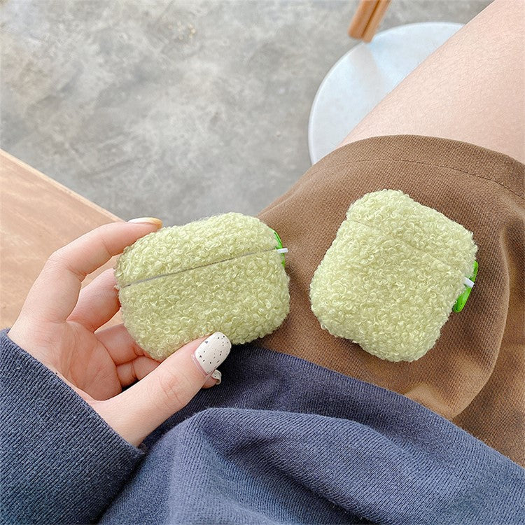 For Apple AirPods Pro 2 Solid Color Plush Earphone Case Bluetooth Earphone Earbud Anti-scratch TPU Cover with Buckle - Green