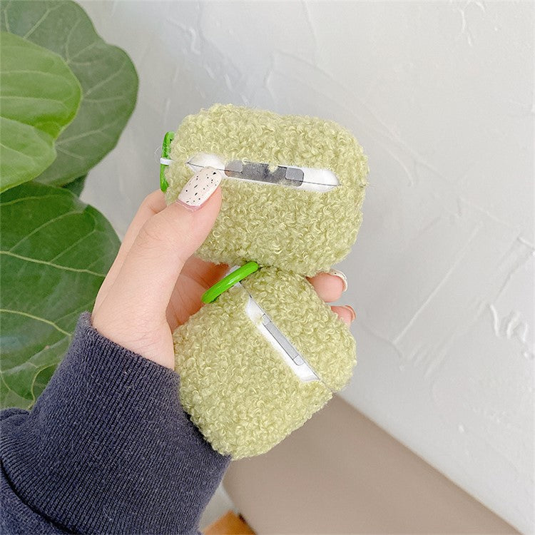 For Apple AirPods Pro 2 Solid Color Plush Earphone Case Bluetooth Earphone Earbud Anti-scratch TPU Cover with Buckle - Green