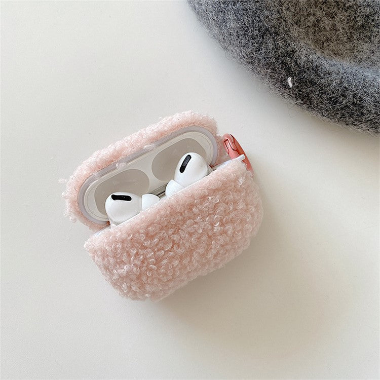 For Apple AirPods Pro 2 Solid Color Plush Earphone Case Bluetooth Earphone Earbud Anti-scratch TPU Cover with Buckle - Pink