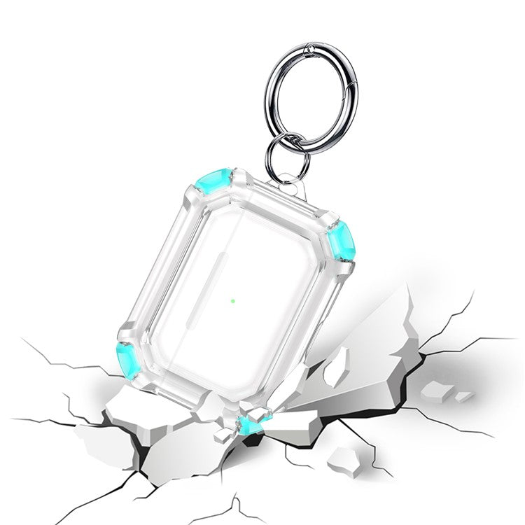 For AirPods Pro (Gen 2) (USB-C) / Pro 2 Transparent Dual Color Earphone Protective Case TPU+PC Anti-drop Cover with Ring Buckle - Mint Green