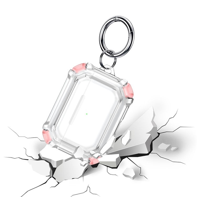 For AirPods Pro (Gen 2) (USB-C) / Pro 2 Transparent Dual Color Earphone Protective Case TPU+PC Anti-drop Cover with Ring Buckle - Pink