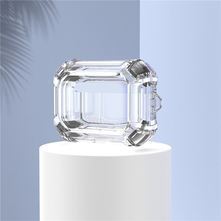 For AirPods Pro (Gen 2) (USB-C) / Pro 2 Transparent Dual Color Earphone Protective Case TPU+PC Anti-drop Cover with Ring Buckle - Black