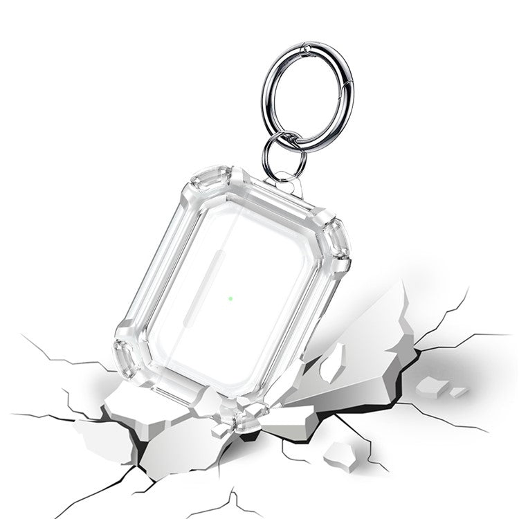 For AirPods Pro (Gen 2) (USB-C) / Pro 2 Transparent Dual Color Earphone Protective Case TPU+PC Anti-drop Cover with Ring Buckle - Transparent