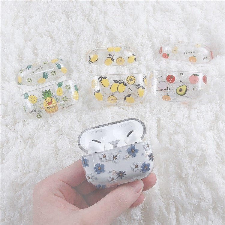 For Apple AirPods Pro (Gen 2) (USB-C) / Pro 2 Hard PC Earbud Case Lacquered Fruit Flower Pattern Bluetooth Earphone Protective Cover - Style B
