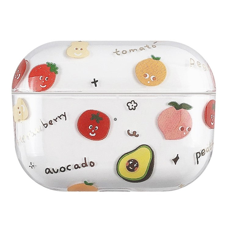 For Apple AirPods Pro (Gen 2) (USB-C) / Pro 2 Hard PC Earbud Case Lacquered Fruit Flower Pattern Bluetooth Earphone Protective Cover - Style J