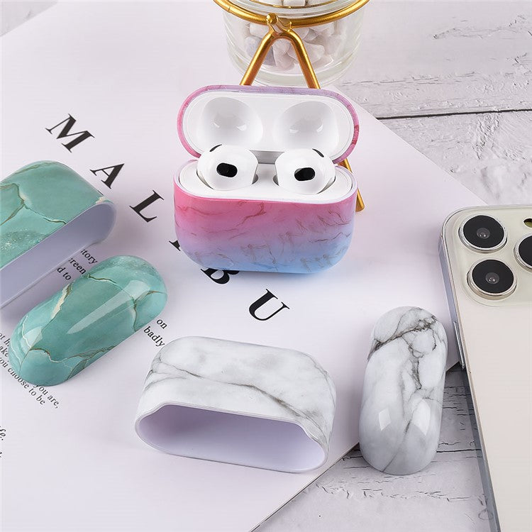 For Apple AirPods Pro (Gen 2) (USB-C) / Pro 2 Anti-drop Hard PC Earbud Case Marble Pattern Bluetooth Earphone Protective Cover - S08