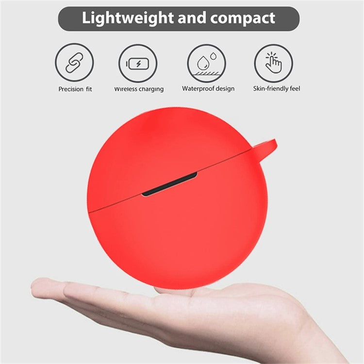 For Oppo Enco Air2i TWS Earphone Anti-dust Anti-drop Silicone Protective Cover with Anti-lost Buckle - Red