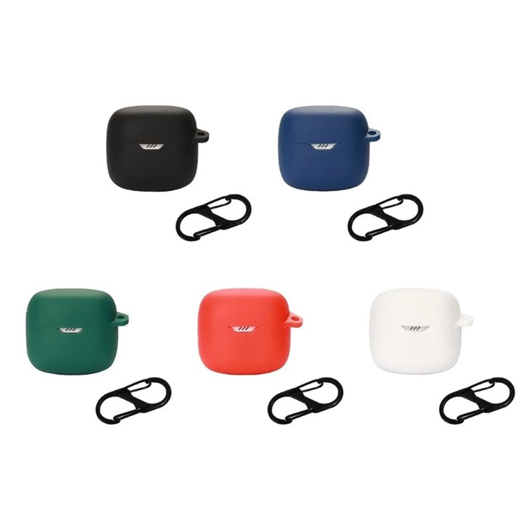 Drop Protection Case for JBL TUNE FLEX Earphone Charging Box, Silicone Soft Cover with Carrying Buckle - Dark Green