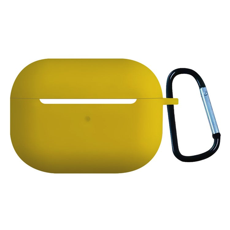 2.5mm Earphone Silicone Case for Apple AirPods Pro, Bluetooth Earbud Charging Box Anti-drop Cover with Carabiner - Yellow
