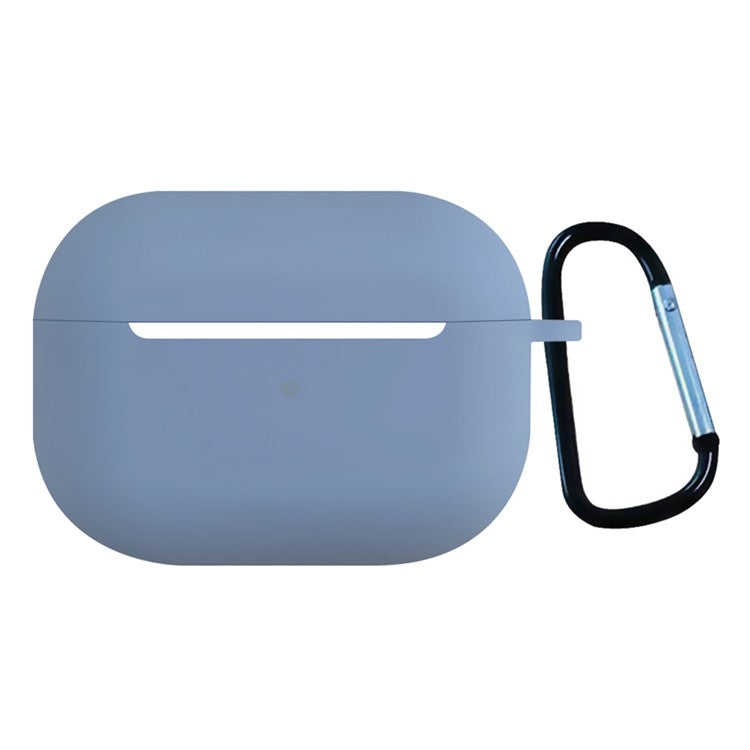 2.5mm Earphone Silicone Case for Apple AirPods Pro, Bluetooth Earbud Charging Box Anti-drop Cover with Carabiner - Sky Blue