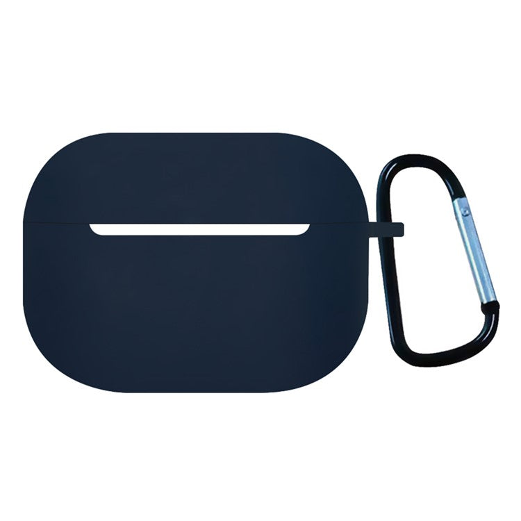 2.5mm Earphone Silicone Case for Apple AirPods Pro, Bluetooth Earbud Charging Box Anti-drop Cover with Carabiner - Midnight Blue