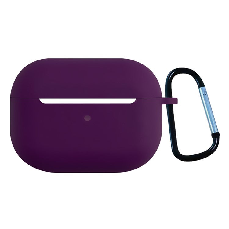 2.5mm Earphone Silicone Case for Apple AirPods Pro, Bluetooth Earbud Charging Box Anti-drop Cover with Carabiner - Purple