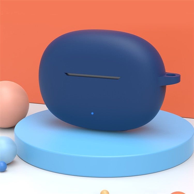 For Honor Moecen Earbuds X3 TWS Bluetooth Earphone Anti-drop Case Silicone Protective Cover with Anti-lost Buckle - Midnight Blue