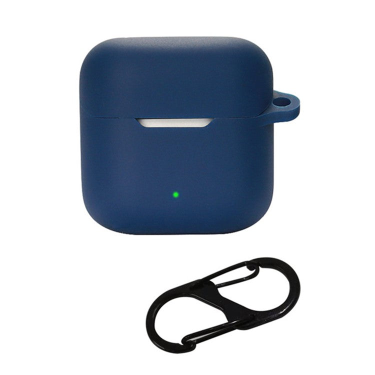 Anti-scratch Sleeve for YX06 TWS Earphone Charging Bin, Silicone Cover Case with Carrying Buckle - Dark Blue