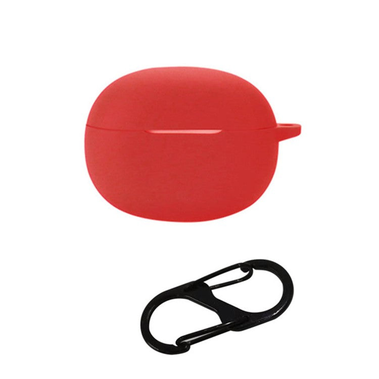 For Realme Buds T100 Silicone Protective Cover TWS Earphone Anti-drop Anti-dirt Case with Anti-lost Buckle - Red