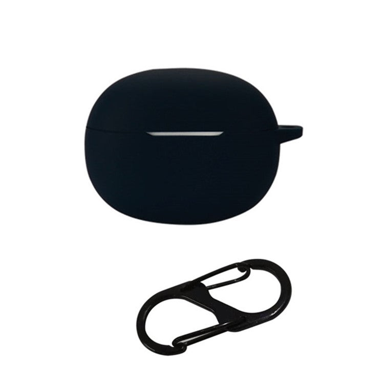 For Realme Buds T100 Silicone Protective Cover TWS Earphone Anti-drop Anti-dirt Case with Anti-lost Buckle - Black