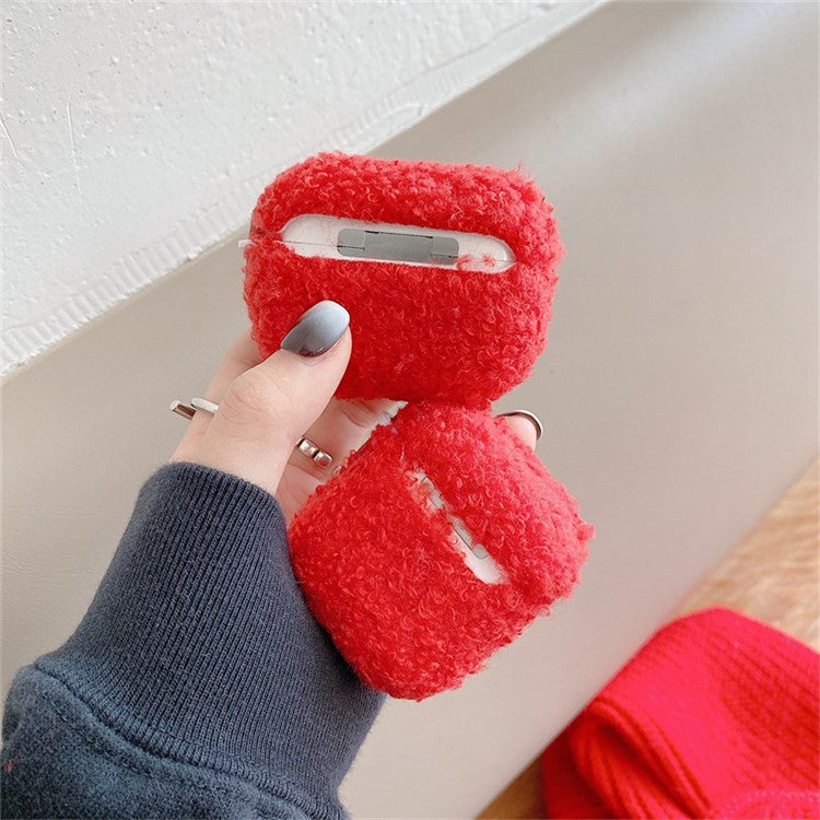 For AirPods with Charging Case (2016) / (2019) / AirPods with Wireless Charging Case (2019) Cute Christmas Cartoon Design TPU Earphone Case Soft Fluff Protective Cover with Ring Buckle - Elk