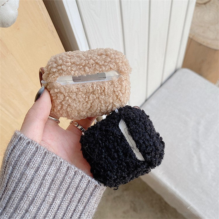 For AirPods with Charging Case (2016) / (2019) / AirPods with Wireless Charging Case (2019) Soft Fluff TPU Protective Cover Heart Decor Anti-drop Earphone Case with Ring Buckle - Blue