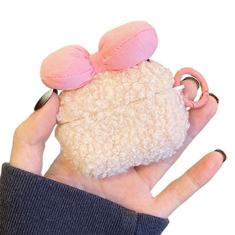 For Apple AirPods 3 Cute Bowknot Soft Fluff TPU Drop-proof Cover Wireless Earphone Protective Case with Ring Buckle