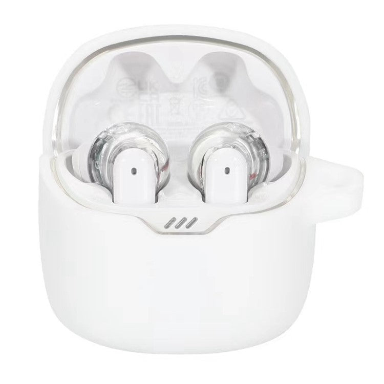 For JBL Tune Flex Shockproof Case Bluetooth Earbuds Protector Anti-Drop Silicone Case - White