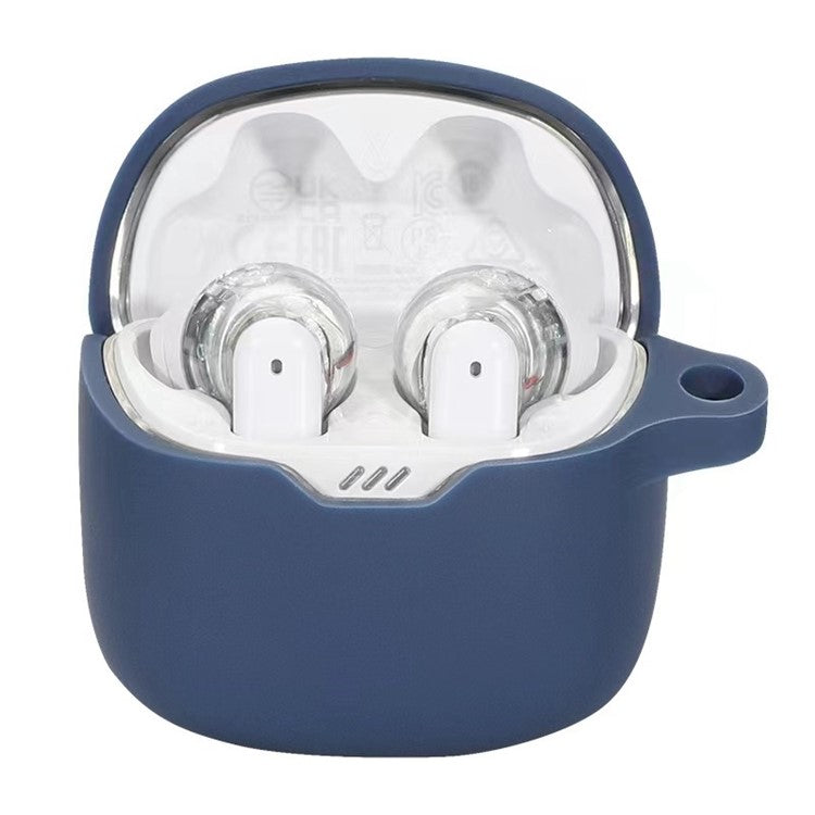 For JBL Tune Flex Shockproof Case Bluetooth Earbuds Protector Anti-Drop Silicone Case - Dark Blue