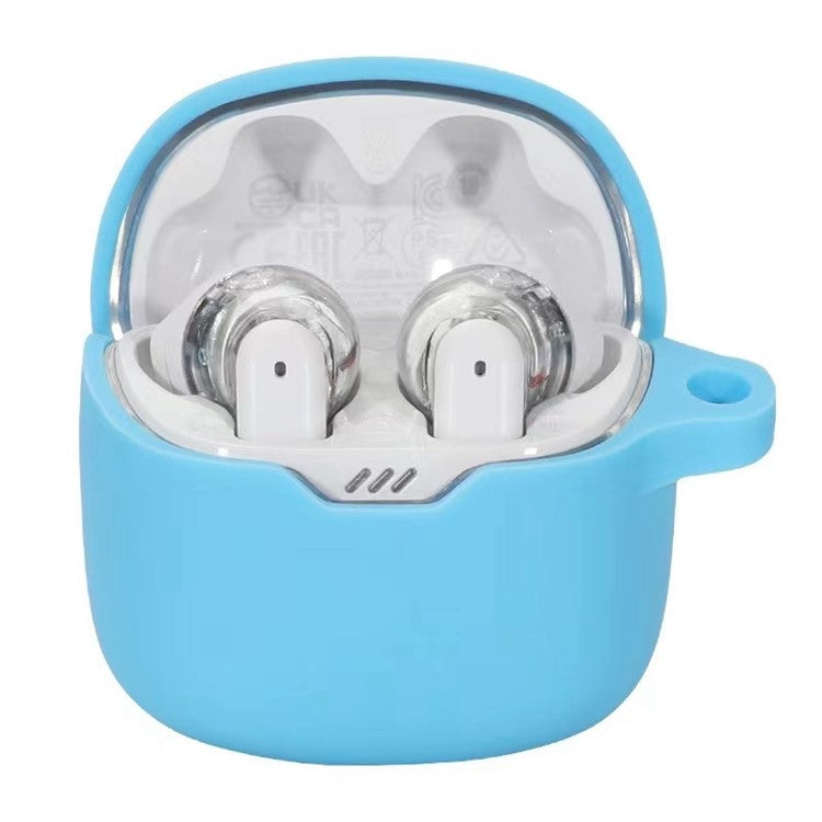 For JBL Tune Flex Shockproof Case Bluetooth Earbuds Protector Anti-Drop Silicone Case - Baby Blue