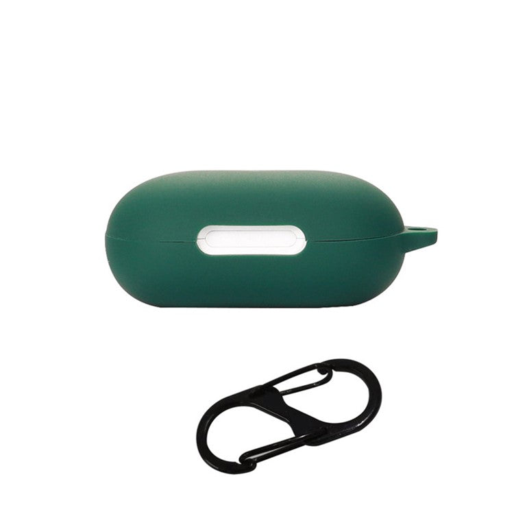 Anti-dust Flexible Silicone Case for Anker Soundcore Space A40 Earphone Charging Box, Drop Protection Cover with Carrying Buckle - Dark Green