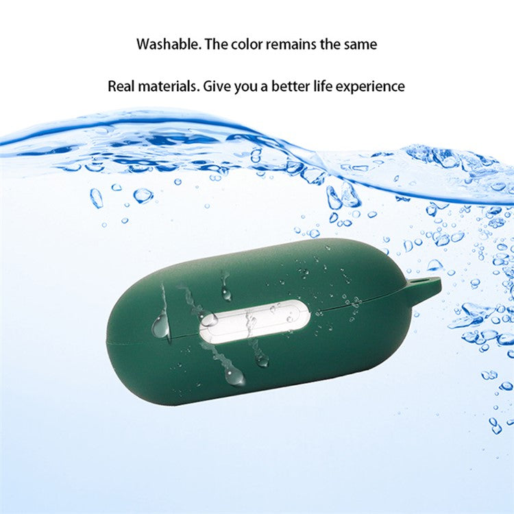 Anti-dust Flexible Silicone Case for Anker Soundcore Space A40 Earphone Charging Box, Drop Protection Cover with Carrying Buckle - Dark Green