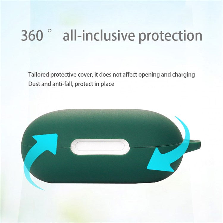 Anti-dust Flexible Silicone Case for Anker Soundcore Space A40 Earphone Charging Box, Drop Protection Cover with Carrying Buckle - Black